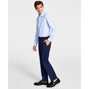 Calvin Klein Men's Suit Pants Blue Plaid, Polyester, 36/34